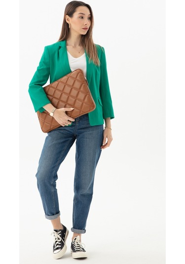 Kapitone Laptop Kılıfı 15.6 & 16 İnç Taba