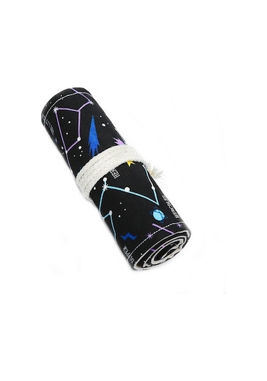 Agoodshop 2 Adet 72 Delikli Gökyüzü Desenli Rulo Kalem Kutusu - Siyah 3bp-yeşil