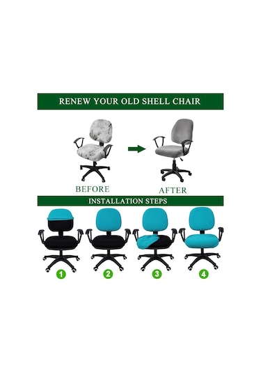 Gökyüzü Mavisi Ofis Koltuğu Kapağı Süper Yumuşak Kadife Streç Yıkanabilir Toz Geçirmez Koruyucular Bilgisayar Masası Kolsuz Sandalye Slipcover