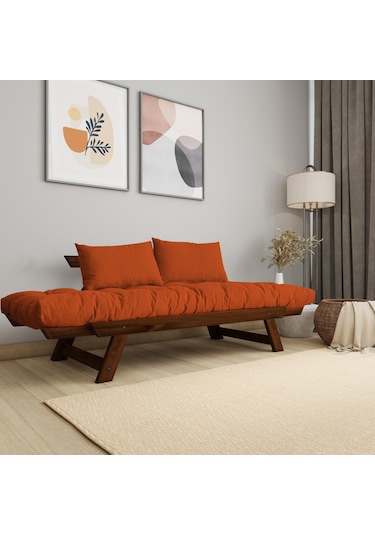 Woodesk Adalar Masif Ceviz-turuncu Renk 2li Kanepe Cpt8173-210