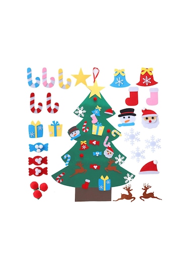 Çocuklar İçin Çıkarılabilir Klb'li Kendin Yap Keçe Noel Ağacı Ve Noel Ağacı Süsleme Seti