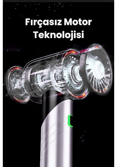 Yeni 16000pa Güçlü Portatif Vakumlu Ve Üflemeli Katlanabilir Araç Içi Süpürge Pro Hl-121 Siyah