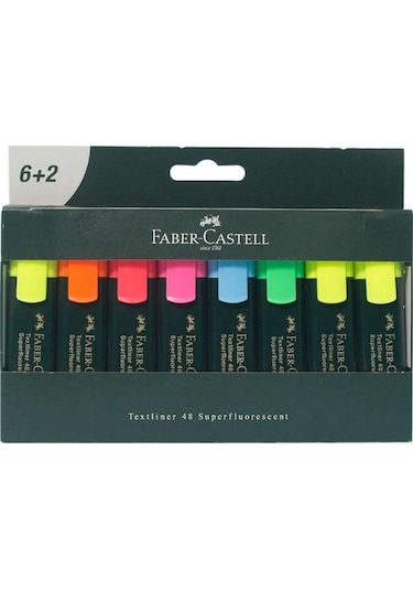 Faber-Castell Fosforlu 6+2 Kalem Seti 8'li Çok Renkli