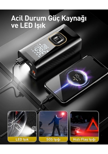 Enshall 4000 Mah Şarjlı Lastik, Bsiklet,oto Hava Kompresörü