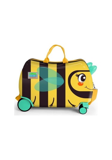 Coral High Kids Sarı Siyah Arı Desenli Otur-çek Çocuk Valizi 16363 Çok Renkli