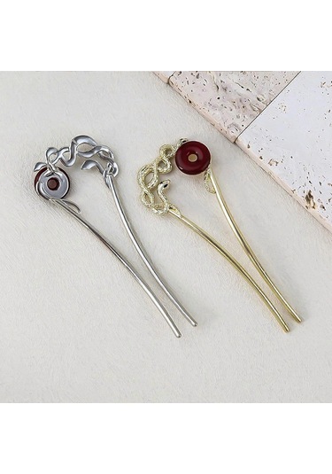 Narin Saç Çubuğu Zarif Yılanlar Saç Takısı Yılan Takısı Çin Geleneksel Dekoratif Saç Takısı Gümüş Çift Yılan Çok Renkli