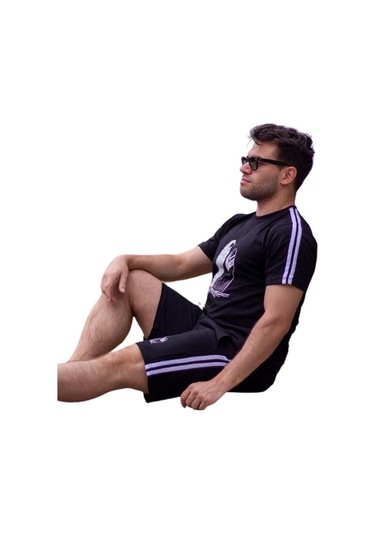 Pamuklu Rahat Yumuşak Dokulu Erkek Alt - Üst Şort Takım 23EEST0171