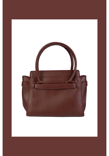 Kadın Deri Kemer Detaylı Bordo Çanta Bordo