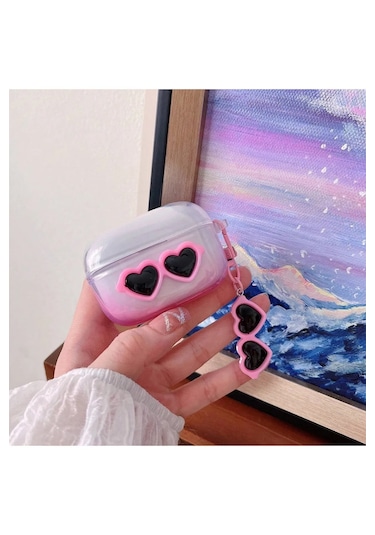 Apple Airpods Pro 2. Nesil Sevimli Karışık Figürlü Silikon Kılıf Pembe