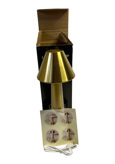 Dekoratif Şarjlı Dokunmatik Led Masa Lambası Şapka Model Gold