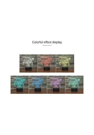 Sones Kaplumbağa Siyah Taban Yaratıcı 3d Led Dekoratif Gece Lambası, 16 Renkli Uzaktan Kumanda Versiyonu Çok Renkli