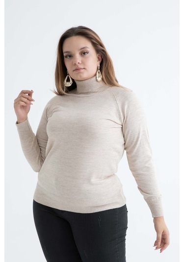 Modaplaza Kadın B.beden Balıkçı Kazak 4125- Vizon EROL 4125 KAZAKAÇIK VİZON Vizon