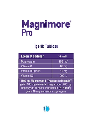 Magnimore Pro Magnezyum ve Vitaminler Takviye Edici Gıda 90 Kapsül