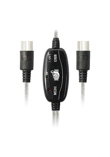 2x Usb Mıdı Kablo Adaptörü, Led Göstergeli Usb Tip A Erkek - Mıdı Din 5 Pin Kablo Arayüzü