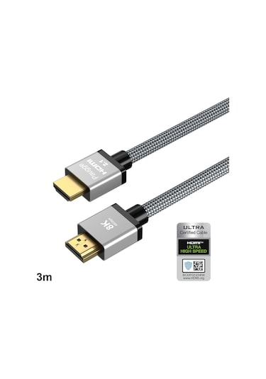 Paugge Ultra Sertifikalı 8K 60Hz. 4K 120Hz Hdmi 2.1 Kablo 3M
