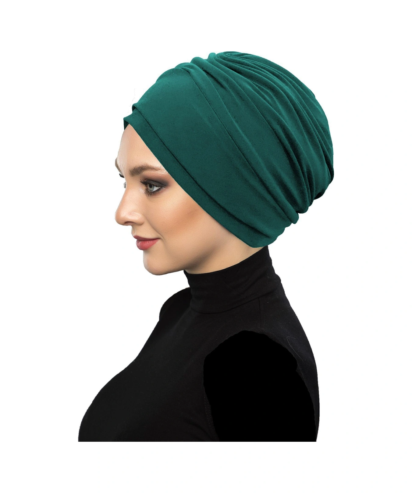Çift Katlı Astarlı Yeşil Hazır Türban Tesettür Dış Ve Havuz Bonesi Hürrem