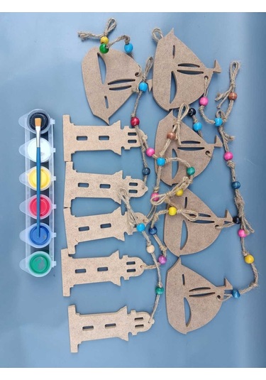 Na Neşeli Ahşap İpli Sarkaç Takımı Oda , Kapı , Duvar , Balkon , Bahçe ,yazlık Süsü. Okul Etkinlik ,ham Ahşap Boyama Model 10lusarkaçset3