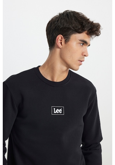 Lee Regular Fit Normal Kesim Bisiklet Yaka İçi Polarlı Siyah Sweatshirt L212299001 Siyah