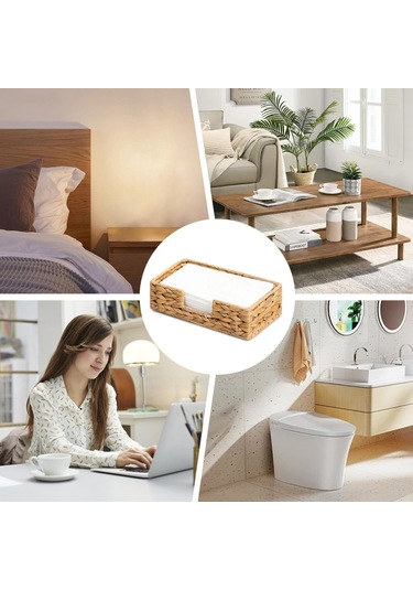 Geeksen Doğal Su Sümbülü El Dokuma Depolama Sepeti - 24x13x7cm Masa/banyo Bezi Ve Küçük Eşya Saklama Kutusu