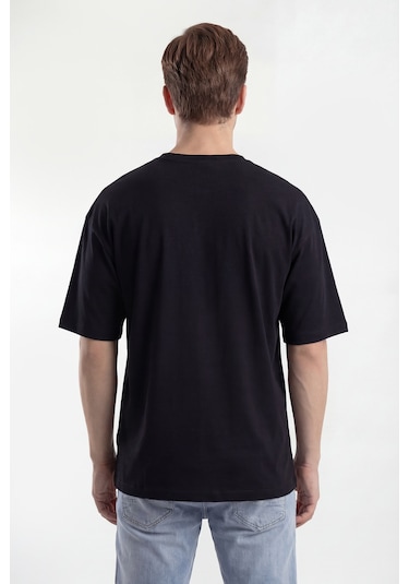 Monox Oversize Unisex 3'lü T-shirt Pamuk Rahat Kesim Siyah