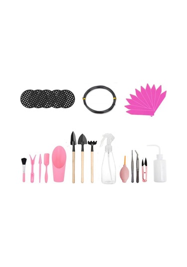 Monyee 30 Parça Bahçe Aracı Seti: Toprakgeviren, Sulama, Budama Ve Fidan Aktarma Araçları İle Bitki Etiketleri Pembe