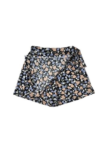 Çiçekli Şort Etekli Kız Çocuk Takım St07572 Siyah