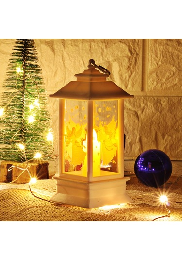 Qingmipy Pilli Çalışan Noel Feneri - Geyik/kardan Adam/melek/noel Baba Şeklinde Asılı Dekoratif Aydınlatma Çok Renkli