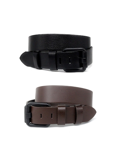 Livize 2'Li Hakiki Deri Erkek Kot Kemeri 4,5 Cm Sh/Kh Çok Renkli