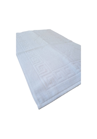 4 Lü Ayak Izli Banyo Paspas 100 Pamuklu Ayak Havlusu Beyaz