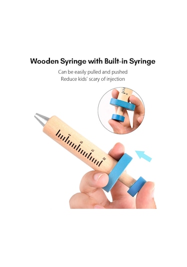 Teltree Ahşap Çocuklar İçin Tıp Oyuncak Seti - Dinleyici, Diş Modeli, Fırça, Macun Ve Diş Bakımı Araçlarıyla Rol Yapma Oyunu, Saklama Kova İçerir