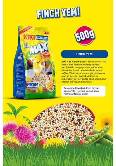 KIKI Excellent Kuş Max Menu Finches Tropikal Finç Yemi 500 Gr. KB310