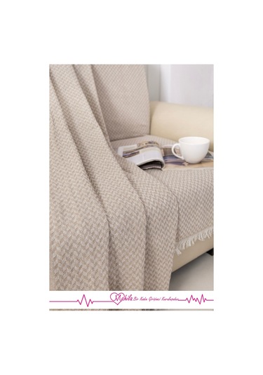 Klasik Pamuklu Koltuk Örtüsü 160x200 Cm Okucu Desen Koltuk Örtüsü Bej