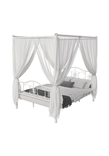 Reyo Pero Sultan Tek Kişilik Başlıklı Metal Beyaz Karyola Cibin