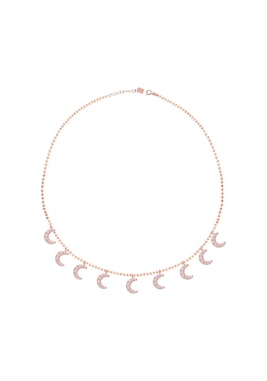 Zirkon Taşlı Pırlanta Montür Gümüş Rengi Kaplama Sıralı Taşlı Ay