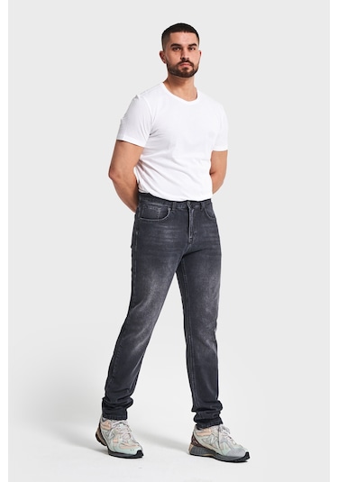 Itsbasic Erkek Siyah Renk Slim Fit Likralı Kumaş Denim