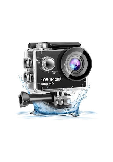 Trendooze 2.0 İnç Lcd Ekranlı 1080p Ultra Hd Aksiyon Kamerası 12mp 30m Su Geçirmez Sarsıntı Önleyici 120 Geniş Açı Su Geçirmez Kasa Adaptörleri Jj Siyah