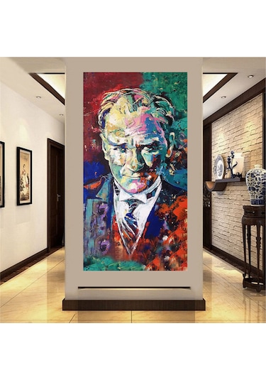 Mustafa Kemal Atatürk Yağlı Boya Efektli Premium Kanvas Tablo
