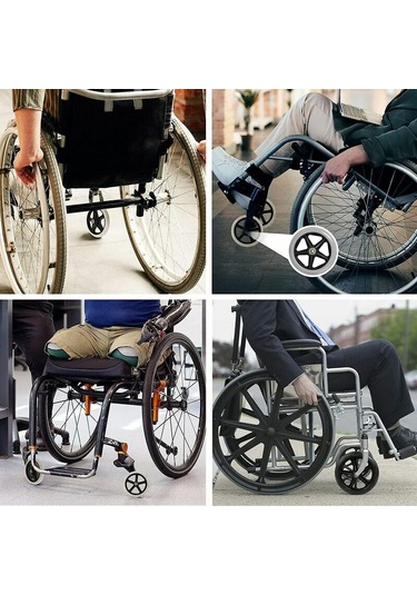 Mufunye 8 İnç Ön Teker, 2 Adet Tekerlekli Sandalye Yedek Tekerlek, Kaymaz Katı Lastik, 190mm Gri Siyah, Tekerlekli Sandalyeler İçin Tekerlekler, Tekerlekli Sandalyeler, Yürüteçler Siyah