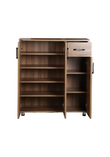 Ayakkabılık Çok Amaç Model Parlak CEVİZ Hard suntalem Demonte 5raf 1çekmece El Yapım Ceviz