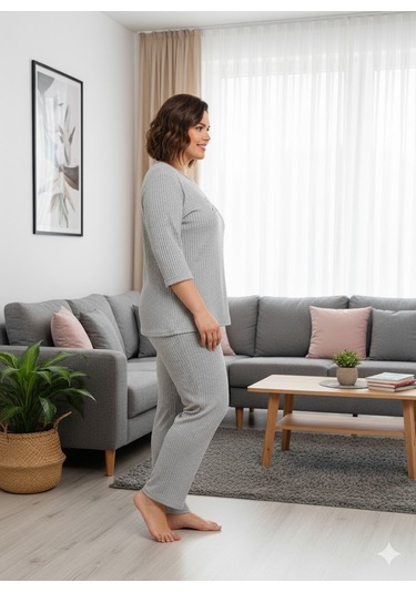 Kadın Gri İnspire Pijama Takımı Gri