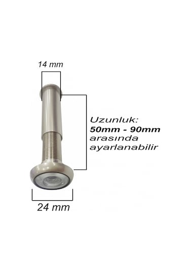 Uzun Dürbün 180 Ahşap Çelik Kapı Dürbünü 50-90 mm Arası Ayarlı