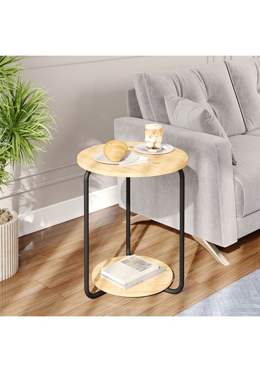 Yuvarlak Dekoratif Zigon Sehpa Orta Sehpa Çam 1539