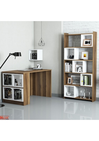 Variant Box Kitaplık Ve Çalışma Masası Takımı Ceviz