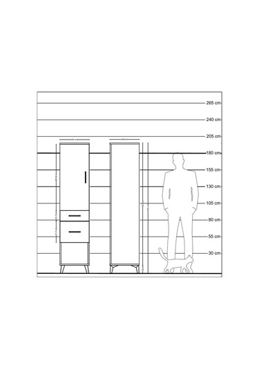 Hyperion Dolap Tek Raflı 2 Çekmeceli Tek Askılı 44x44x195 Aytaşı-aytaşı Aytası