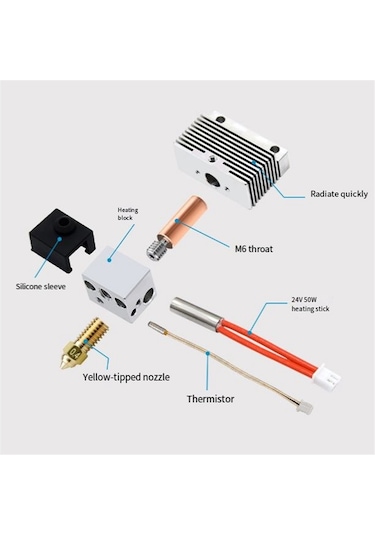 Sointeresting Neptune 4/4 Pro 3d Yazıcı İçin Hotend Kiti, Nozullu Tamamen Monte Edilmiş Tüm Metal Hotend, Resmi 3d Yazıcı Aksesuarları