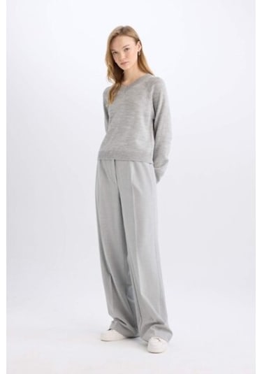 DeFacto Standart Boy Kumaş Palazzo Pantolon Wide Leg Geniş Bol Paça Basic Düz Yüksek Bel C6402AX25SPGR28 DeFacto Standart Boy Kumaş Palazzo Pantolon Wide Leg Geniş Bol Paça Basic Düz Yüksek Bel C6402AX25SPGR28