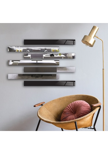 Decorita Dekor Camı Düz Renk Siyah Cam ve Ayna 7'li Takım Siyah