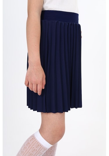 Toontoy Kız Çocuk Pileli Etek Lacivert