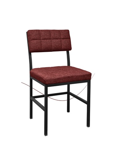 Nemeron İkon Mutfak Sandalyesi Keten Kumaş Metal Sandalye Silinebilir Kafe Salon Sandalyesi - Kırmızı Kırmızı