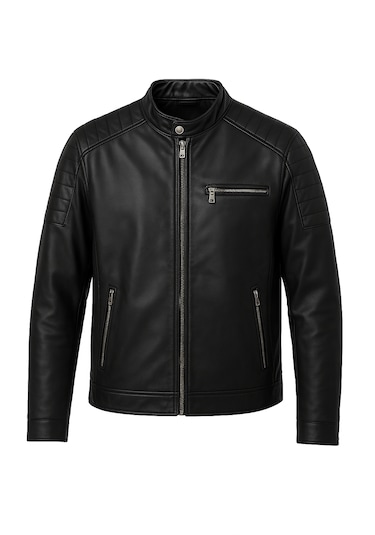 Mero Life Dar Kesim Erkek Deri Ceket Mont - Siyah